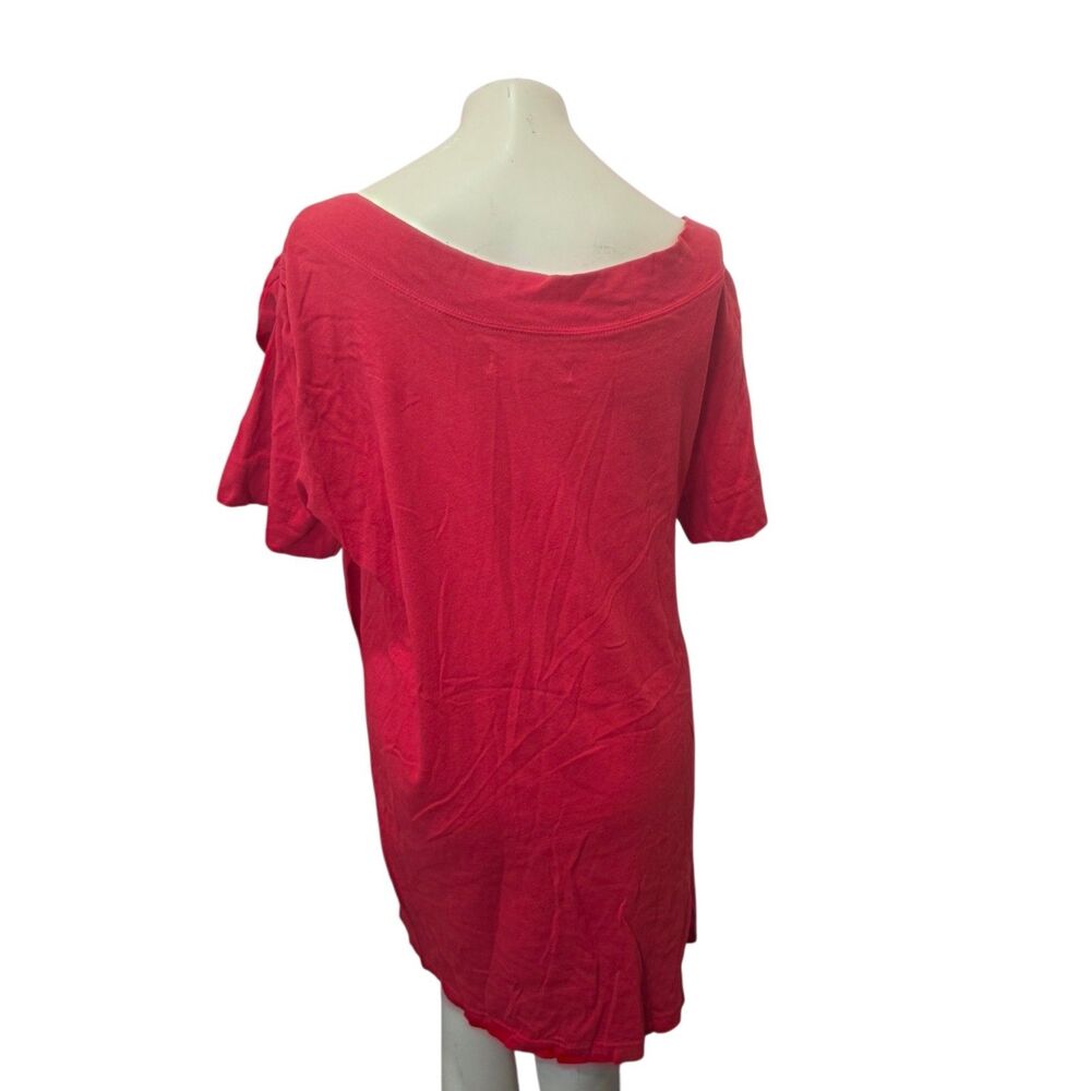 FP Beach Pink Off Shoulder Tunic Dress Ruched Sleeve Boho Medium - Picture 3 of 4